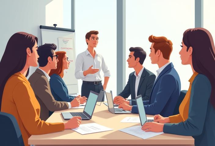 Group participating in an interview training class